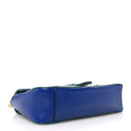 Gucci Azalea Calfskin Enamel Matelasse Diagonal Small Torchon GG Marmont Shoulder Bag Imperial Blue Pavone