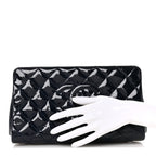 Chanel Patent CC Quilted Timeless Clutch Navy