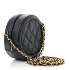 Chanel Caviar Quilted Round Filigree Crossbody Navy Black