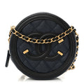 Chanel Caviar Quilted Round Filigree Crossbody Navy Black