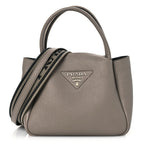 Prada Vitello Daino Soft Small Zippered Top Handle Bag Ninfea
