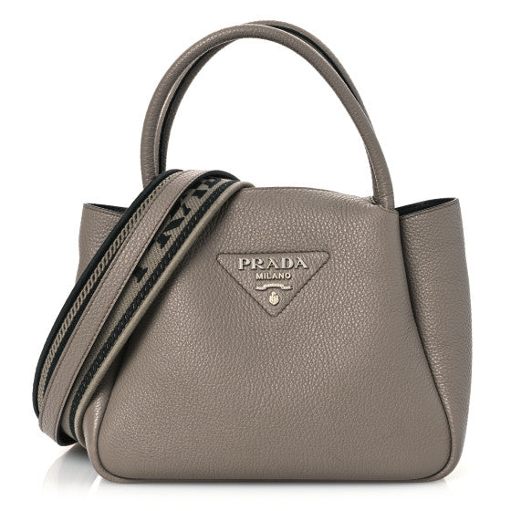 Prada Vitello Daino Soft Small Zippered Top Handle Bag Ninfea