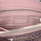 Prada Satin Crystal Mini Galleria Double Zip Tote Alabastro