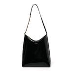 Saint Laurent Patent Calfskin Rendez-Vous Hobo Black