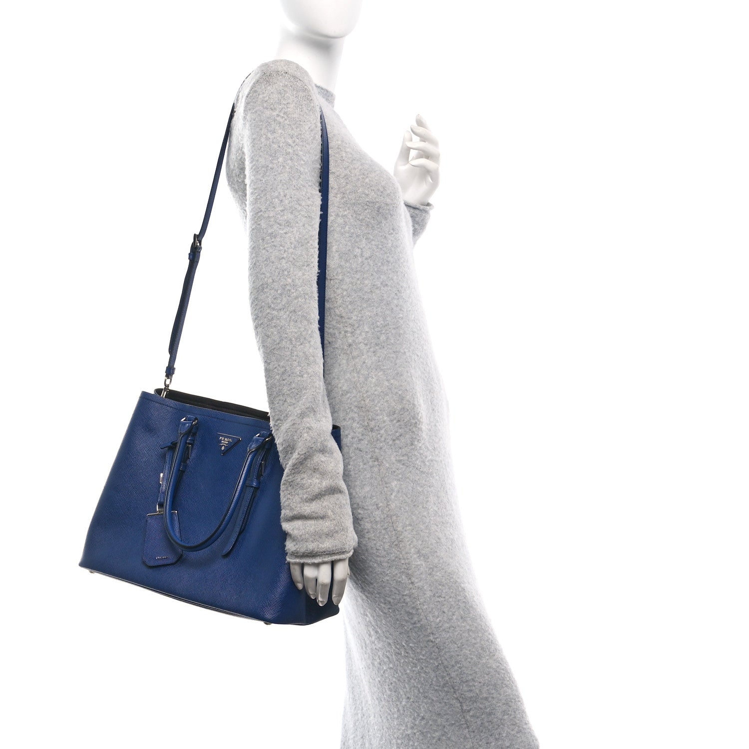Prada Saffiano Cuir Medium Double Handle Tote Baltico