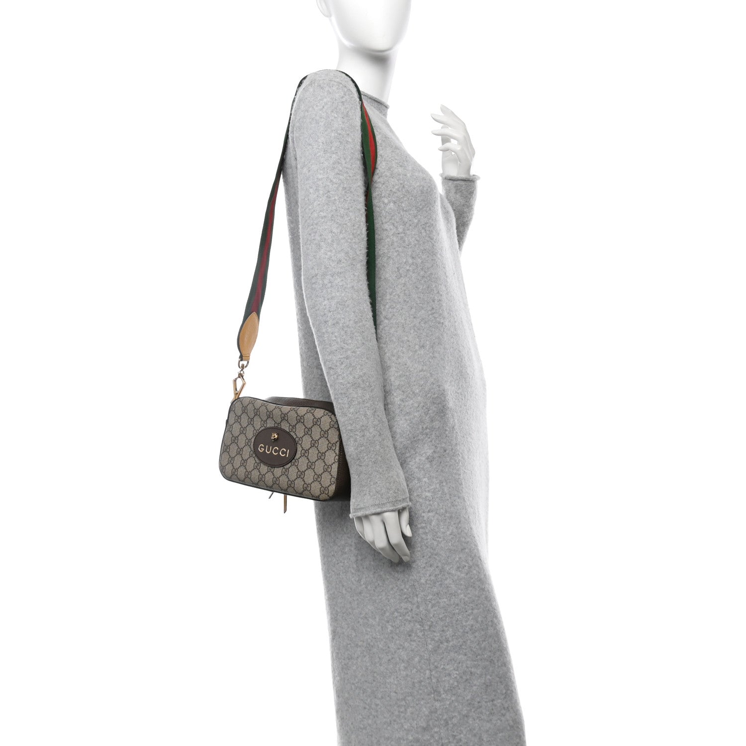 Gucci GG Supreme Monogram Web Neo Vintage Shoulder Bag Beige New Acero Crop