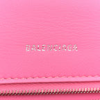 Balenciaga Shiny Calfskin Crocodile Embossed Small Hourglass Top Handle Bag Baby Pink
