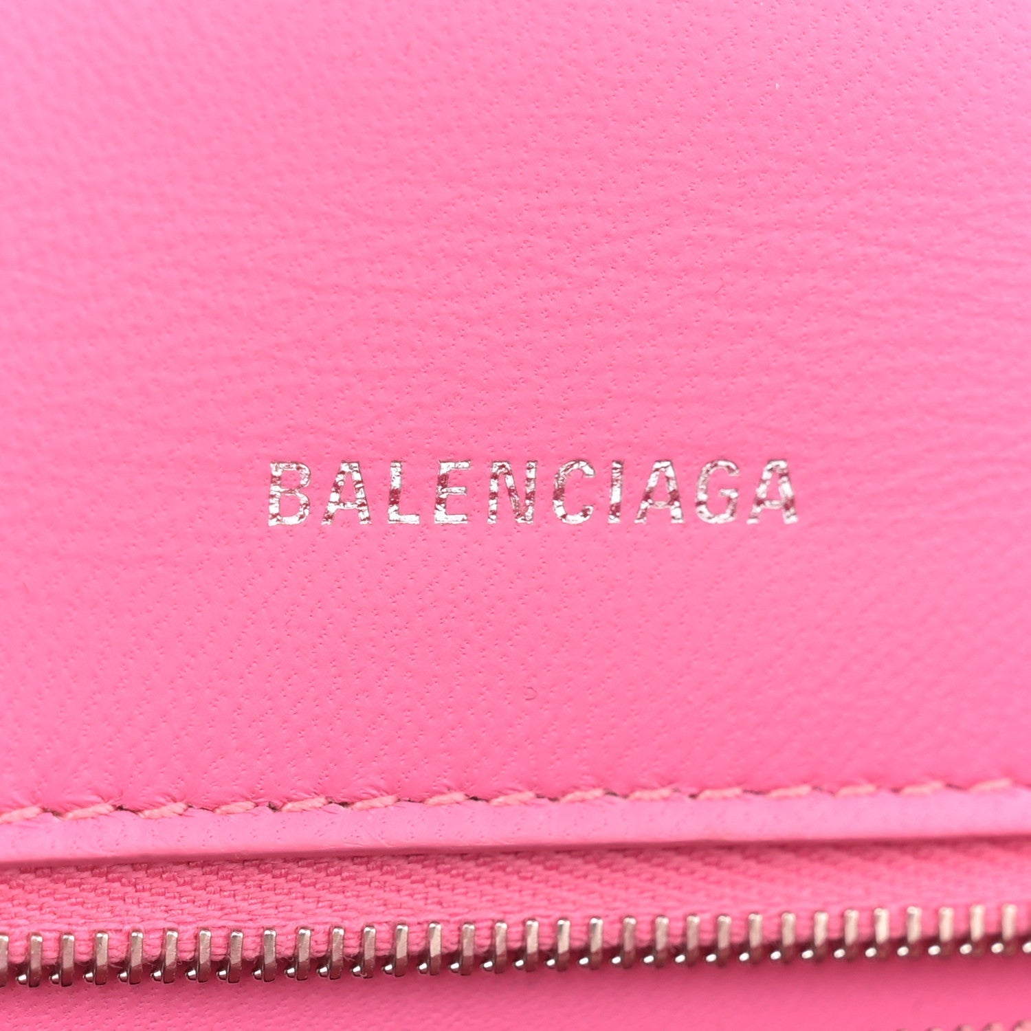 Balenciaga Shiny Calfskin Crocodile Embossed Small Hourglass Top Handle Bag Baby Pink