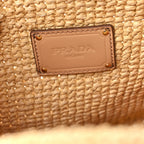 Prada Raffia Floral Small Logo Tote Naturale Arancio Naturale Arancio