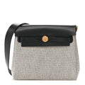 Hermes Military Toile Vache Hunter Herbag Zip Retourne 20 Ecru Black