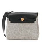 Hermes Military Toile Vache Hunter Herbag Zip Retourne 20 Ecru Black