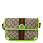 Gucci GG Supreme Monogram Web Small Ophidia Belt Bag Beige Ebony Electric Green