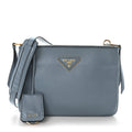 Prada Vitello Phenix Double Zip Crossbody Bag Light Blue