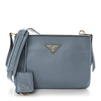 Prada Vitello Phenix Double Zip Crossbody Bag Light Blue