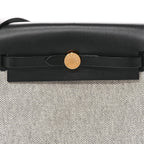 Hermes Military Toile Vache Hunter Herbag Zip Retourne 20 Ecru Black
