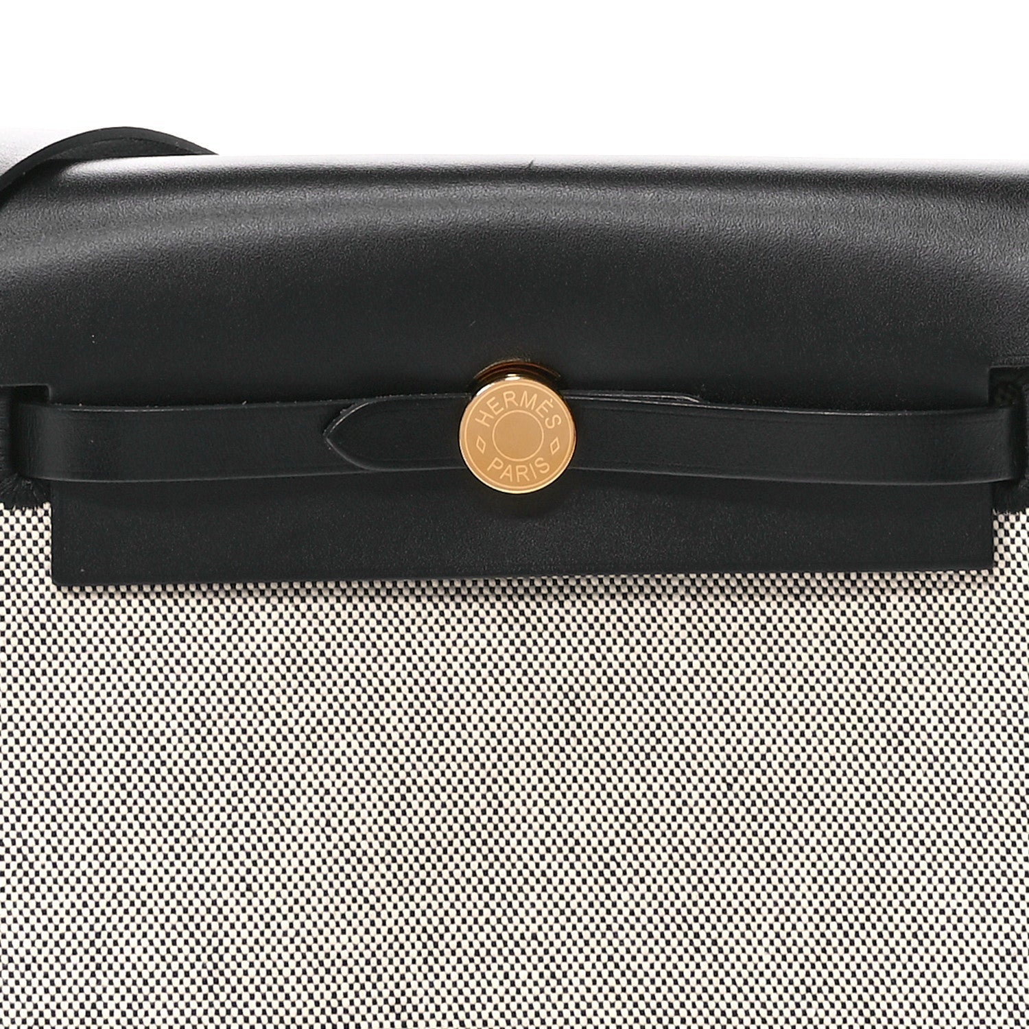 Hermes Military Toile Vache Hunter Herbag Zip Retourne 20 Ecru Black