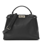 Fendi Cuoio Romano Selleria Bi-Color Medium Peekaboo Iconic Satchel Asfalto Latte