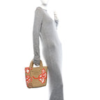 Prada Raffia Floral Small Logo Tote Naturale Arancio Naturale Arancio