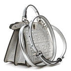 Fendi Crystal Vitello Laminato FF Petite Peekaboo I SEE U Satchel Crystal Argento