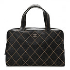 Chanel Calfskin Wild Stitch Top Handle Bag Black