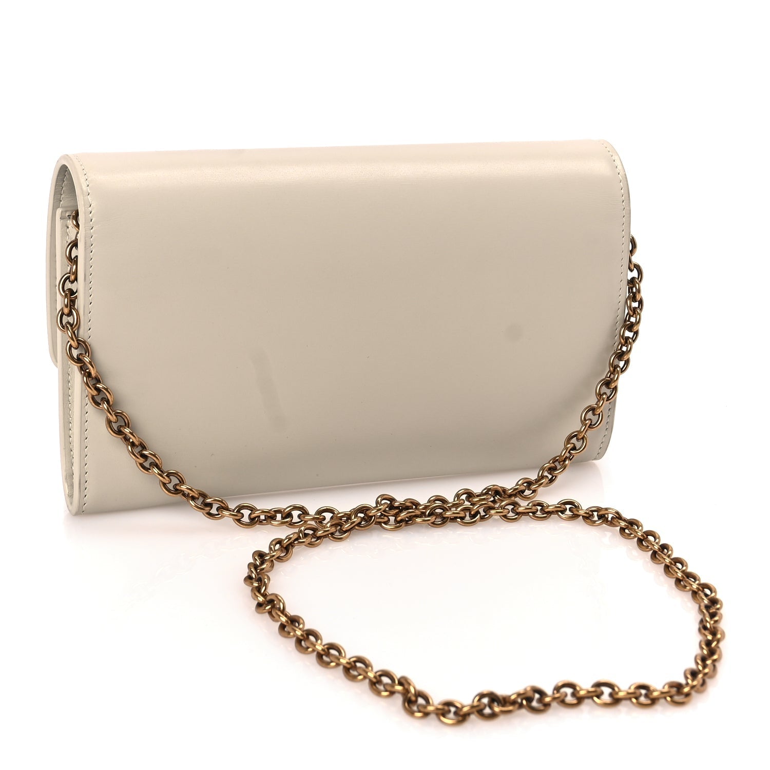 Saint Laurent Smooth Calfskin Le Maillon Chain Wallet Crema Soft