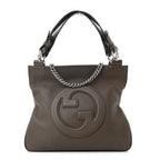 Gucci Sakai Be Green Calfskin Diagonal Stitched Small Blondie Tote Craclet Brown