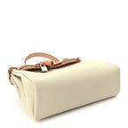 Hermes Military Toile Vache Hunter Herbag Zip Retourne 31 PM Beton Naturel