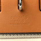 Hermes Military Toile Vache Hunter Herbag Zip Retourne 31 PM Beton Naturel