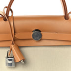 Hermes Military Toile Vache Hunter Herbag Zip Retourne 31 PM Beton Naturel