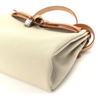 Hermes Military Toile Vache Hunter Herbag Zip Retourne 31 PM Beton Naturel