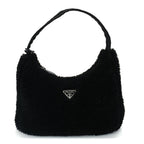 Prada Shearling Mini Re-Edition 2000 Bag  Black