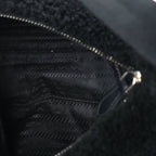 Prada Shearling Mini Re-Edition 2000 Bag  Black