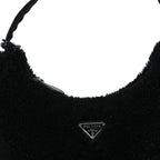 Prada Shearling Mini Re-Edition 2000 Bag  Black