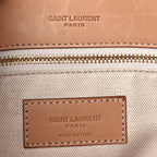 Saint Laurent Cotton Canvas Vintage Calfskin Monogram Medium Niki Chain Satchel  Cream Tan