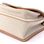Saint Laurent Cotton Canvas Vintage Calfskin Monogram Medium Niki Chain Satchel  Cream Tan