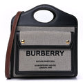 Burberry Smooth Calfskin Canvas Two Tone Mini Pocket Bag Natural Malt Brown