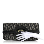 Christian Dior Oblique Fold Over Clutch Blue