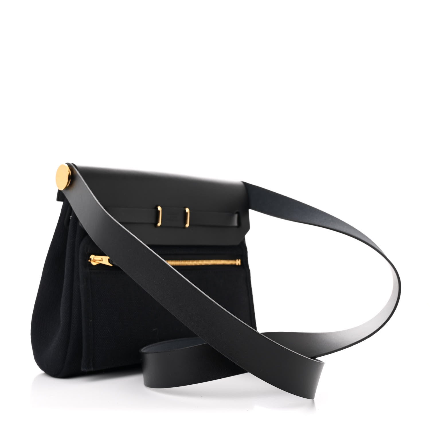 Hermes Military Toile Vache Hunter Herbag Zip Retourne 20 Black