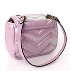 Gucci Iridescent Nappa Chevron Matelasse Mini GG Marmont Shoulder Bag Iridescent Escape Pink