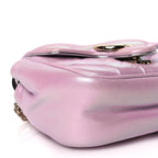 Gucci Iridescent Nappa Chevron Matelasse Mini GG Marmont Shoulder Bag Iridescent Escape Pink