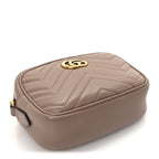 Gucci Calfskin Matelasse Mini GG Marmont Chain Shoulder Bag  Perfect Pink