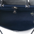 Hermes Military Toile Vache Hunter Herbag Zip Retourne 31 PM Bleu Marine Black