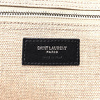 Saint Laurent Linen Calfskin Small Rive Gauche Tote  Greggio Natural