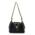 Chanel Braided Raffia Calfskin Quilted Mini Chanel 25 Handbag Black White