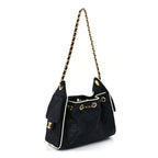 Chanel Braided Raffia Calfskin Quilted Mini Chanel 25 Handbag Black White