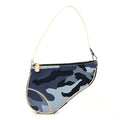 Christian Dior Canvas Camouflage Mini Saddle Pochette Blue