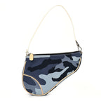 Christian Dior Canvas Camouflage Mini Saddle Pochette Blue