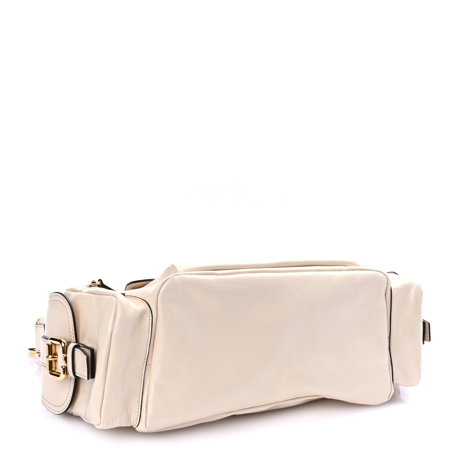 Chloe  Shiny Calfskin Medium Double Carry Camera Bag Sweet Beige