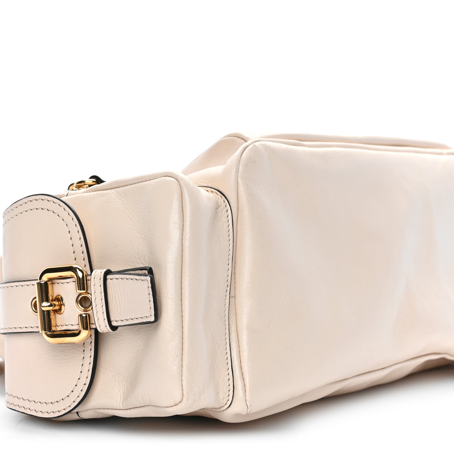 Chloe  Shiny Calfskin Medium Double Carry Camera Bag Sweet Beige