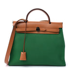 Hermes Vache Hunter Toile Herbag Zip 31 PM  Bambou Natural